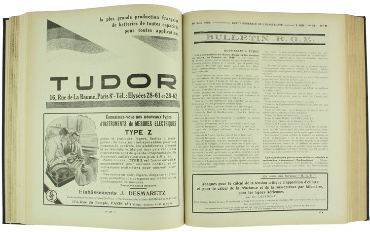 Revue Générale de l'Electricité - BULLETIN R.G.E. Tome XXI - …