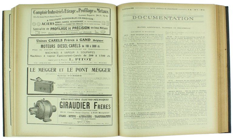 REVUE GENERALE DE L'ELECTRICITE' - DOCUMENTATION - Section scientifique, technique …