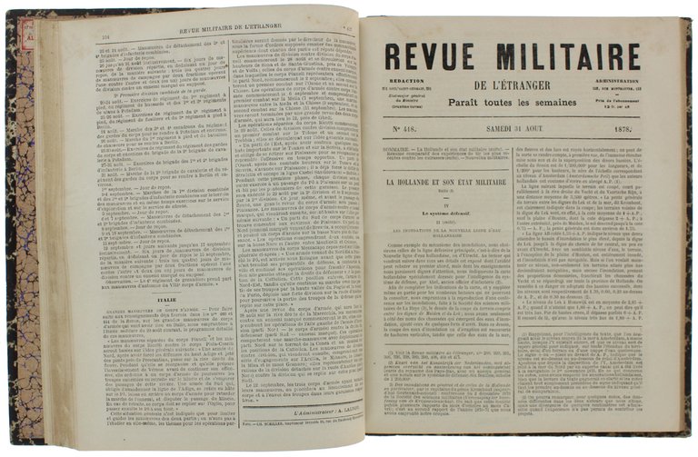 REVUE MILITAIRE DE L'ETRANGER - 1878. 1er semestre (N. 384 …