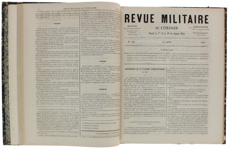 REVUE MILITAIRE DE L'ETRANGER - 1881. 1er semestre (N. 518 …