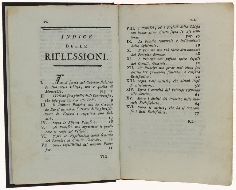 RIFLESSIONI SOPRA L'AUTORITA' DE' VESCOVI, E DE' PRINCIPI NELLA CHIESA.