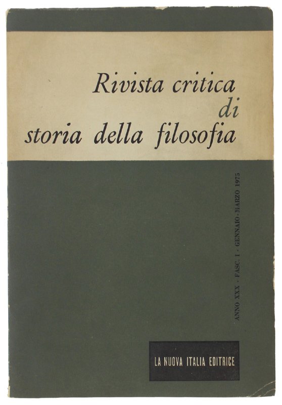 RIVISTA CRITICA DI STORIA DELLA FILOSOFIA. Anno XXX fasc. 1, …
