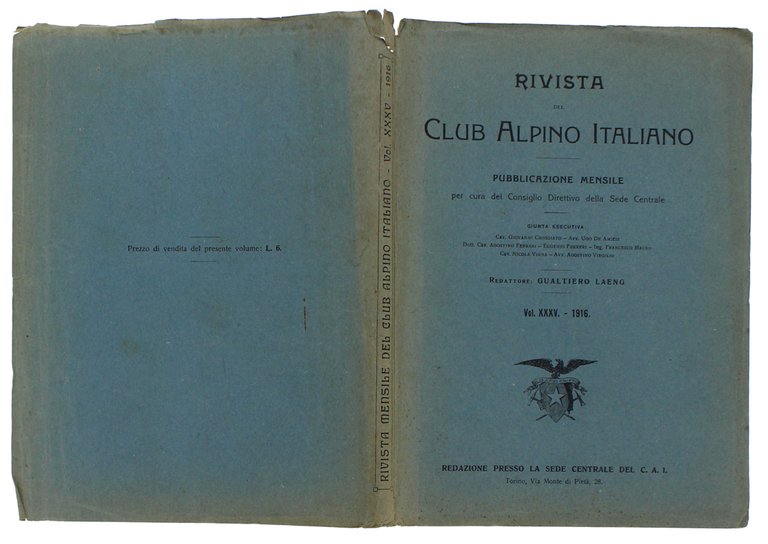 RIVISTA DEL CLUB ALPINO ITALIANO - Anno 1916 - Vol.XXXV … | Immagine Gallery 2