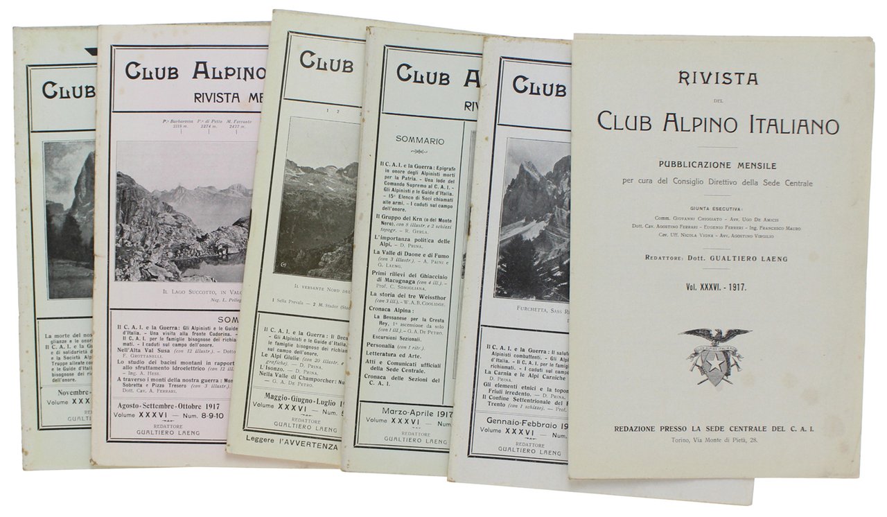 RIVISTA DEL CLUB ALPINO ITALIANO - Anno 1917 - Vol.XXXVI … | Immagine principale
