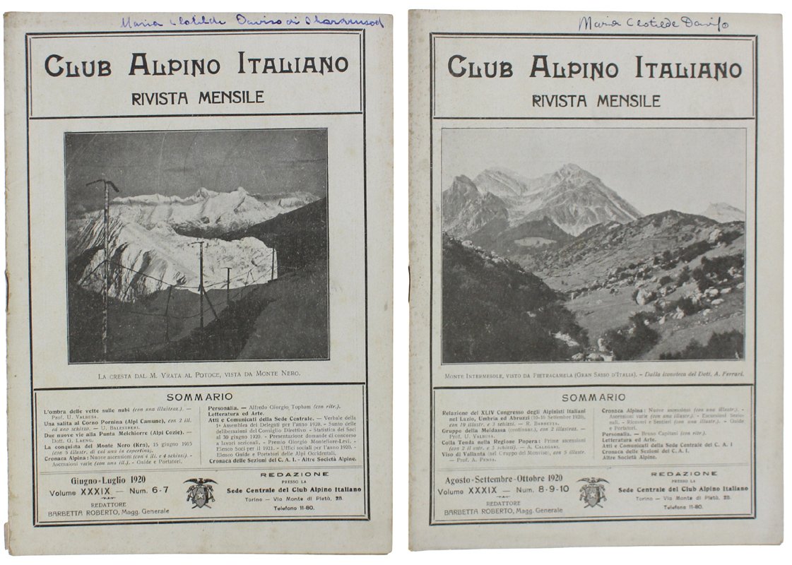 RIVISTA DEL CLUB ALPINO ITALIANO - Anno 1920 - XXXIX … | Immagine principale