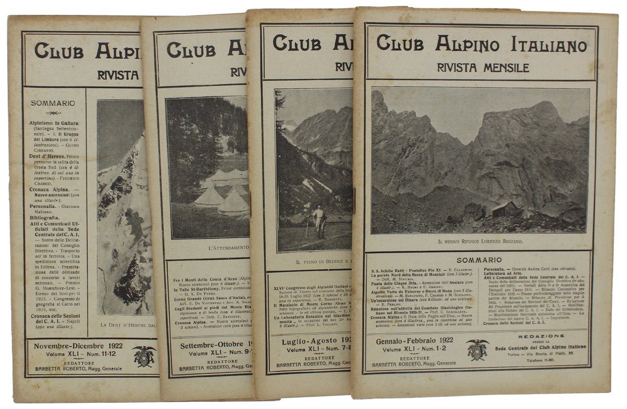 RIVISTA DEL CLUB ALPINO ITALIANO - Anno 1922 - XLI … | Immagine principale