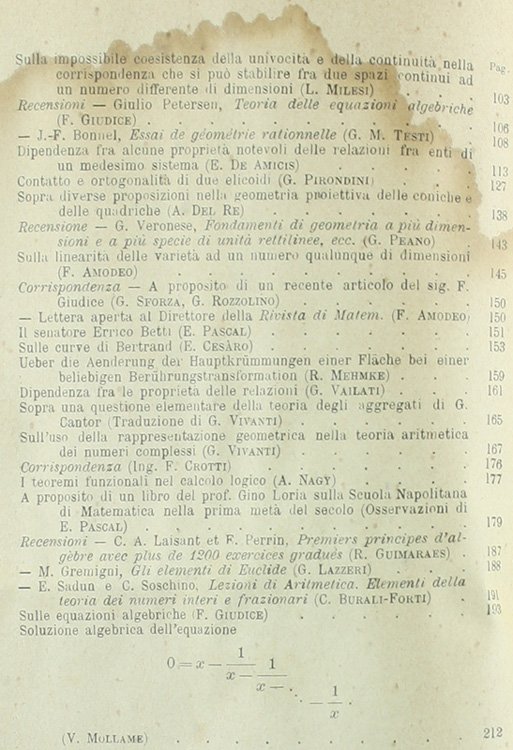 RIVISTA DI MATEMATICA. Volume II.