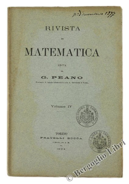 RIVISTA DI MATEMATICA. Volume IV.