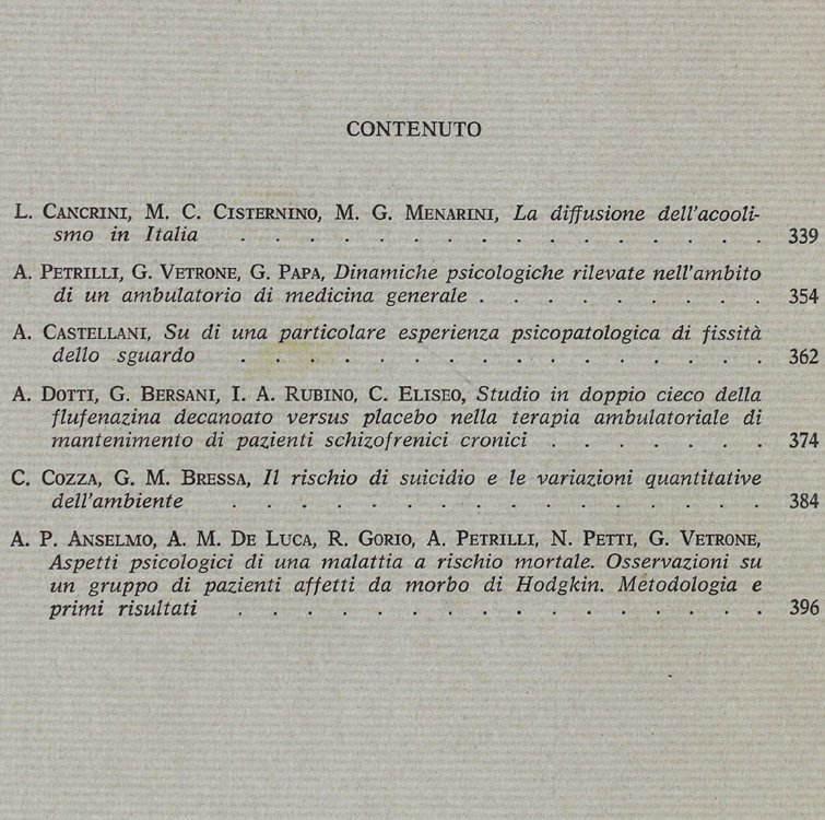 RIVISTA DI PSICHIATRIA. Vol.XIV - N.5 settembre/ottobre 1979.