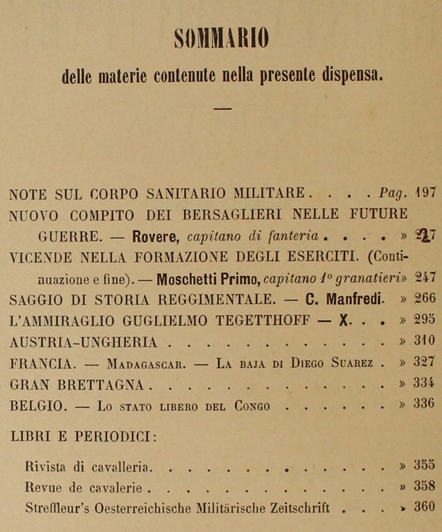 RIVISTA MILITARE ITALIANA. Dispensa XI - Novembre 1886.