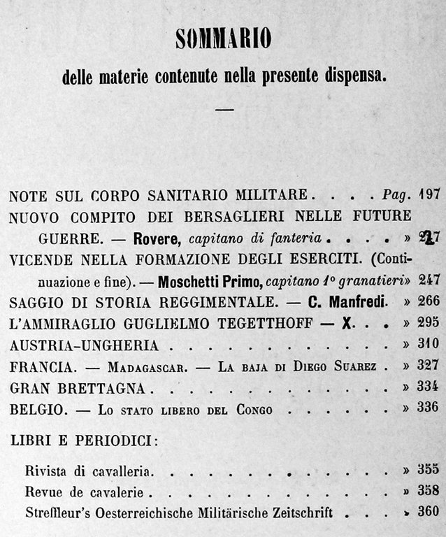 RIVISTA MILITARE ITALIANA. Dispensa XI - Novembre 1886.