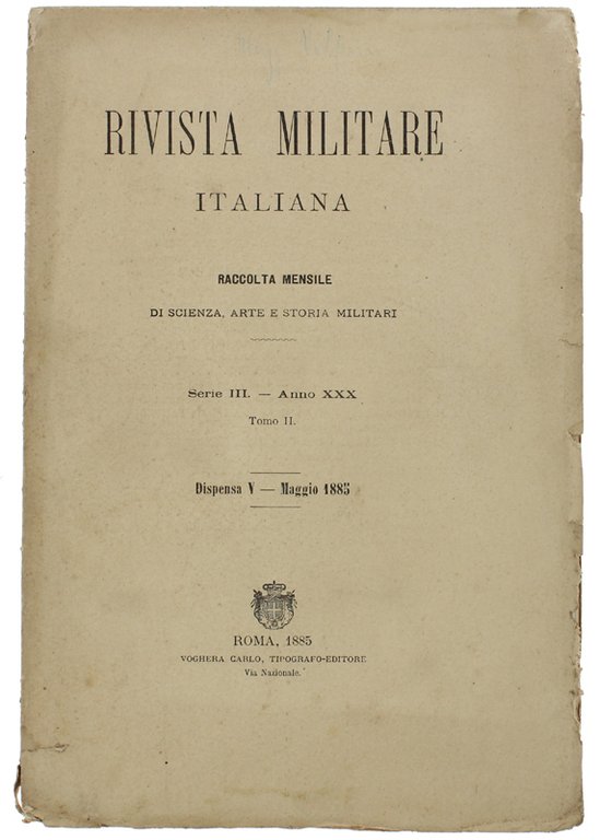 RIVISTA MILITARE ITALIANA. Maggio 1885.