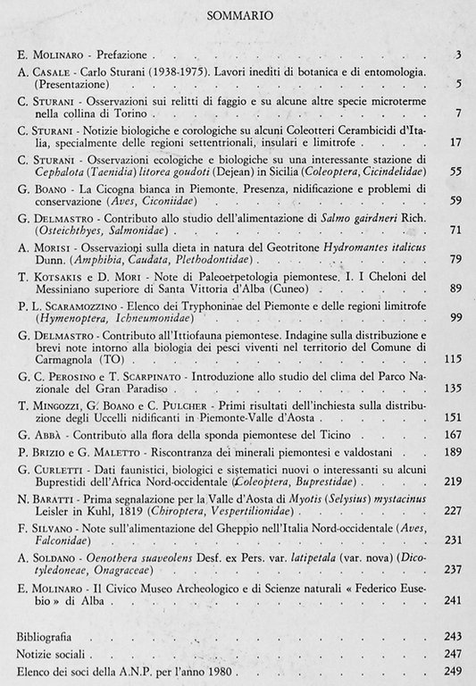 RIVISTA PIEMONTESE DI STORIA NATURALE. Volume II - Anno 1981.