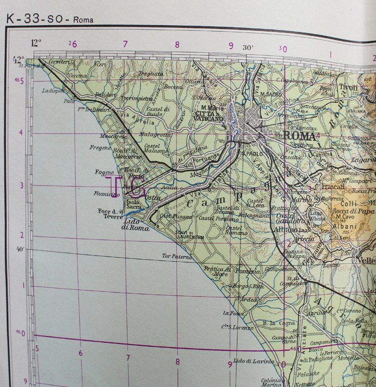ROMA. Carta d'Europa - Scala 1:500 000. "K33 SO"