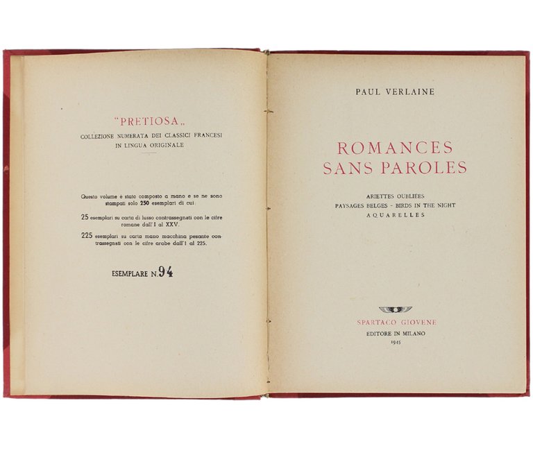 ROMANCES SANS PAROLES. Ariettes oubliées - Paysages belges - Birds …