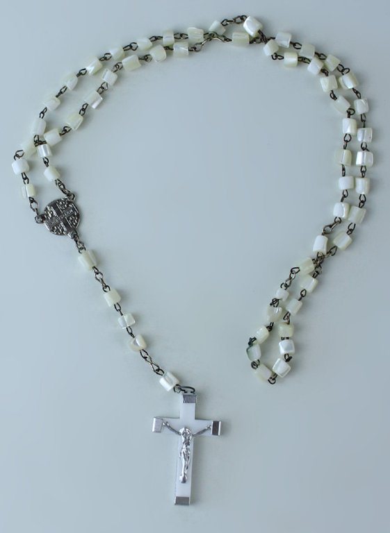 ROSARIO VINTAGE "JERUSALEM" MADREPERLA CON RELIQUIA DI TERRA SANTA | Immagine Gallery 2