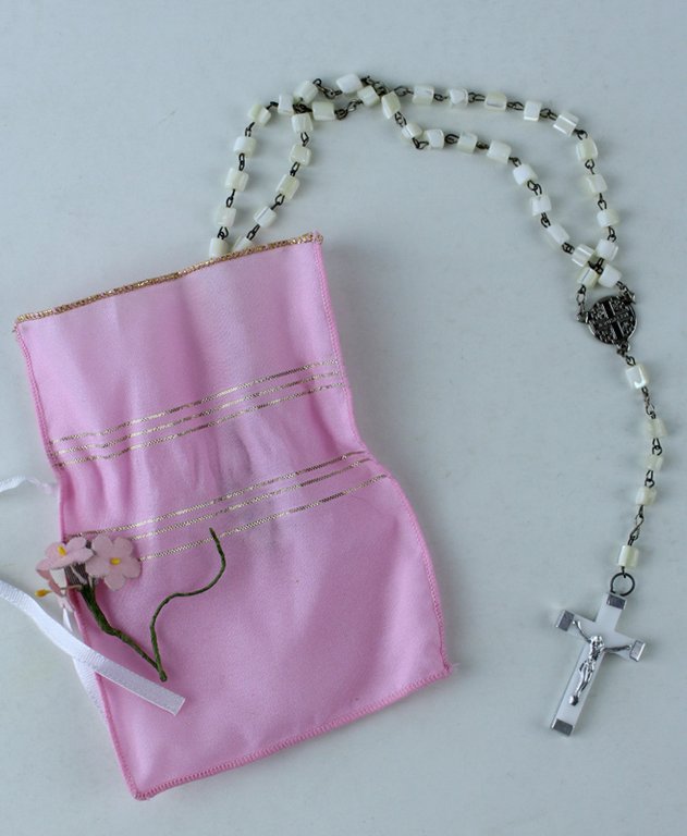 ROSARIO VINTAGE "JERUSALEM" MADREPERLA CON RELIQUIA DI TERRA SANTA | Immagine Gallery 7