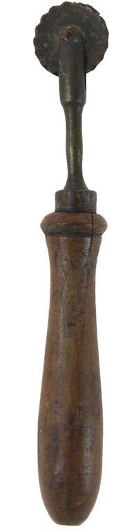 ROTELLA TAGLIAPASTA BRONZO MANICO IN LEGNO ARTIGIANALE ANTICA.