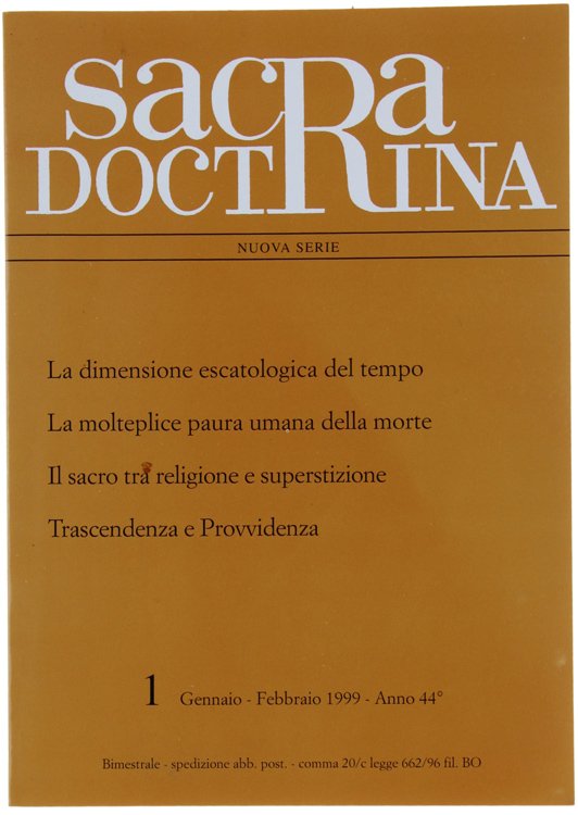 SACRA DOCTRINA. Rivista di teologia. N. 1, Gennaio/Febbraio 1999.