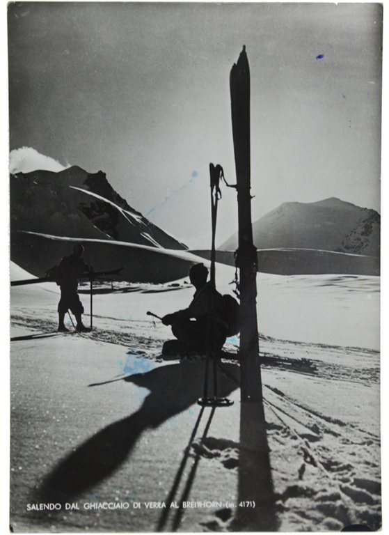 SALENDO SUL GHIACCIAIO DI VERRA AL BREITHORN (Cartolina).