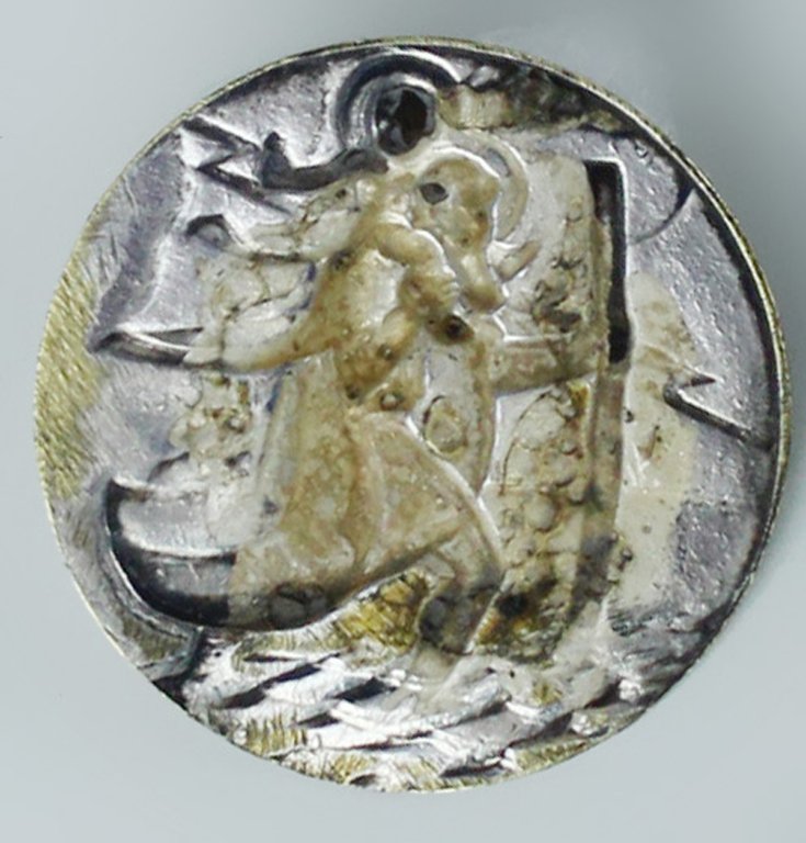 SAN CRISTOFORO placca antica in metallo argentato immagine in rilievo, …