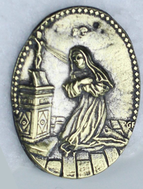 SANTA RITA placca metallica antica - bassorilievo firmato G.F. Misura …