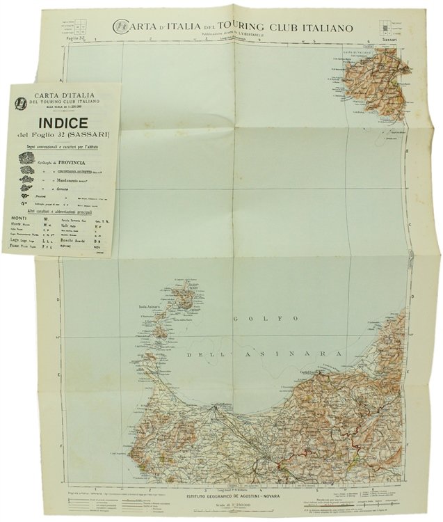 SASSARI. Foglio 32 della CARTA D'ITALIA del T.C.I. alla scala …