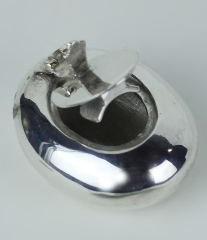 SCATOLETTA OVALE VINTAGE IN METALLO ARGENTATO CM 6x5x4