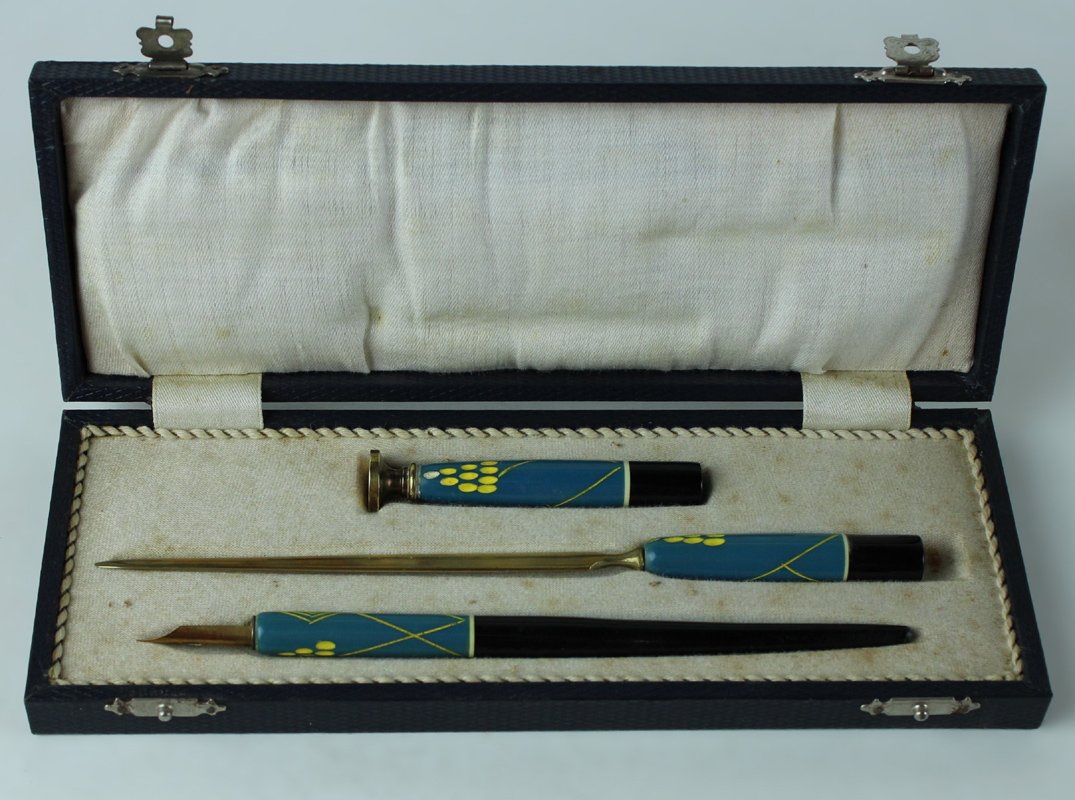 SET SCRITTURA DA VIAGGIO VINTAGE (3 PEZZI) NELL'ASTUCCIO ORIGINALE (cm … | Immagine principale