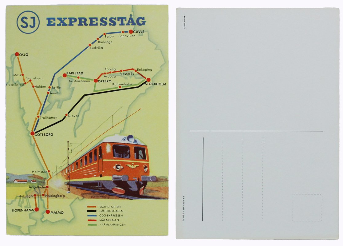 SJ EXPRESSTÅG: original AD postcard 1952 (NEW)