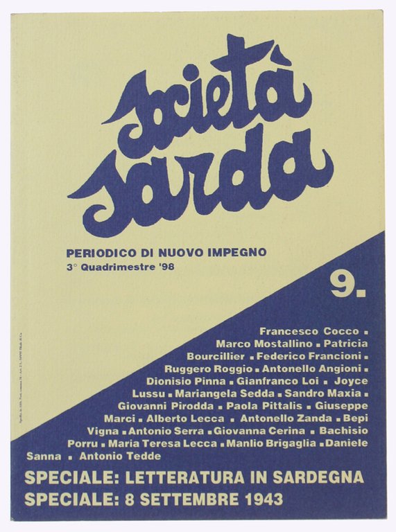 SOCIETA' SARDA. Periodico di Nuovo Impegno. 3° Quadrimestre '98. N. …