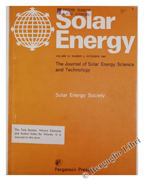 SOLAR ENERGY. The Journal of Solar Energy Science and Technology, …