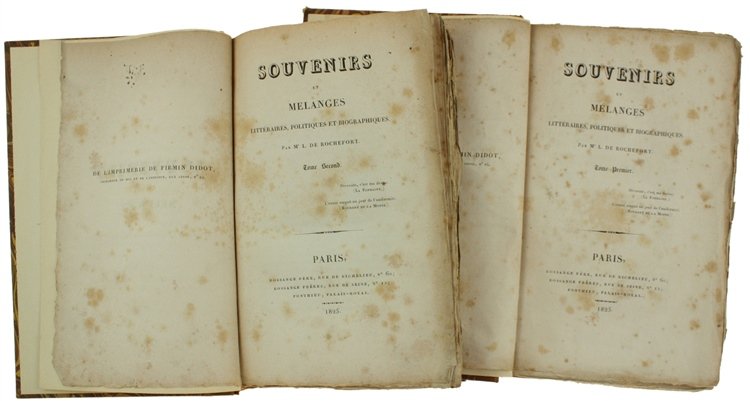 SOUVENIRS ET MELANGES LITTERAIRES, POLITIQUES ET BIOGRAPHIQUES.