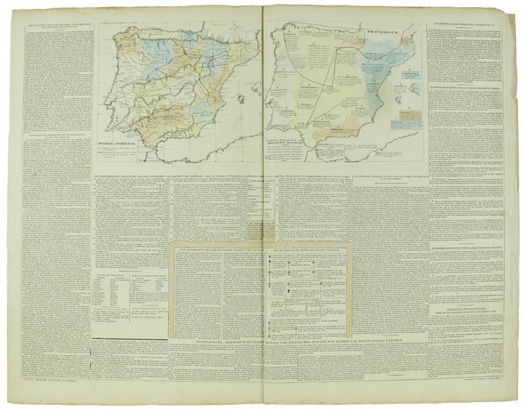 SPANIEN u. PORTUGAL - POLITISCHE BILDUNGSKARTE DER SPANISCHEN MONARCHIE. Historisch-geographisc-genealogischer …