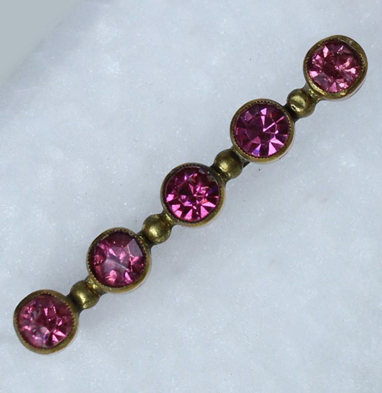 SPILLA CON 5 "RUBINI" ROSA (bigiotteria vintage) | Immagine Gallery 5