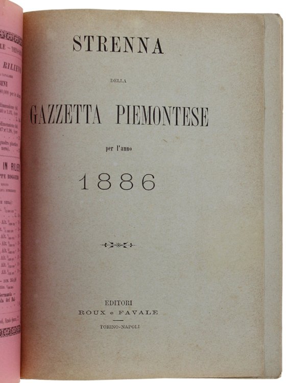 STRENNA DELLA GAZZETTA PIEMONTESE per l'anno 1886.