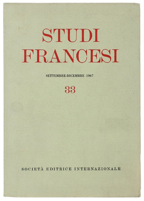 STUDI FRANCESI n.33. Settembre-dicembre 1967