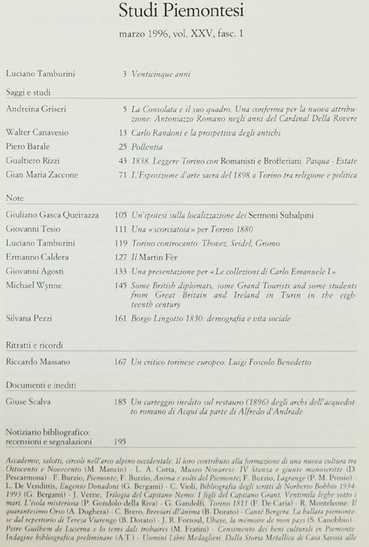 STUDI PIEMONTESI. Vol. XXV - 1996, fasc. 2. [come nuovo]