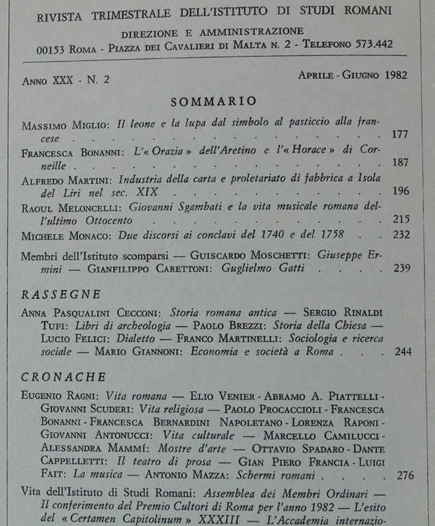 STUDI ROMANI. Rivista trimestrale. Anno 1982 - N. 2.