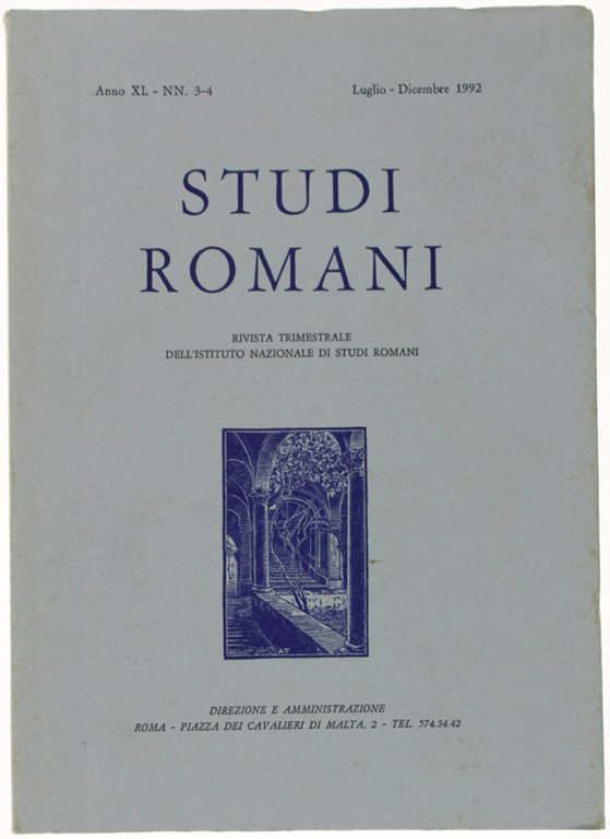 STUDI ROMANI. Rivista trimestrale. Anno 1992 - N. 3-4.