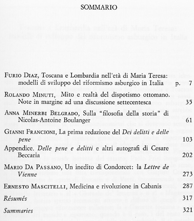 STUDI SETTECENTESCHI 1. Anno I, 1981, fascicolo 1.