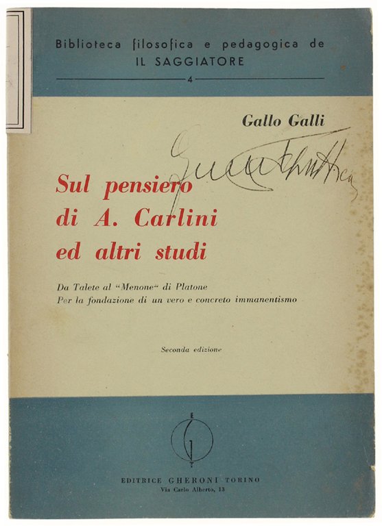 SUL PENSIERO DI A.CARLINI ED ALTRI STUDI. Da Talete al …