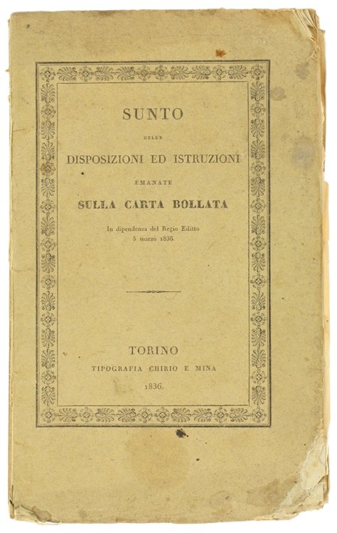 SUNTO ANALITICO ALFABETICO DELLE DISPOSIZIONI EMANATE col Regio Editto 5 …