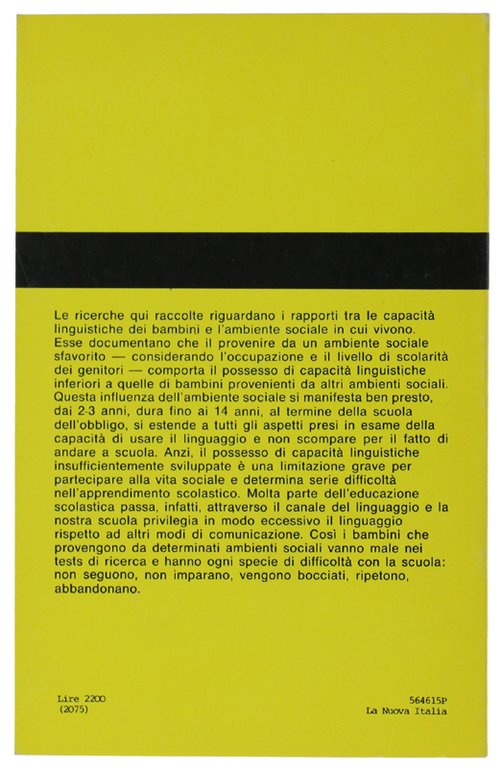 SVILUPPO DEL LINGUAGGIO E AMBIENTE SOCIALE