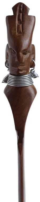 TAGLIACARTE SCOLPITO IN LEGNO DURO E METALLO Artigianato africano vintage | Immagine Gallery 4