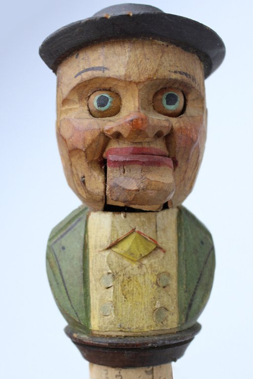 TAPPO ANIMATO VINTAGE, FIGURA "ANIMATA" in legno scolpito/dipinto a mano …