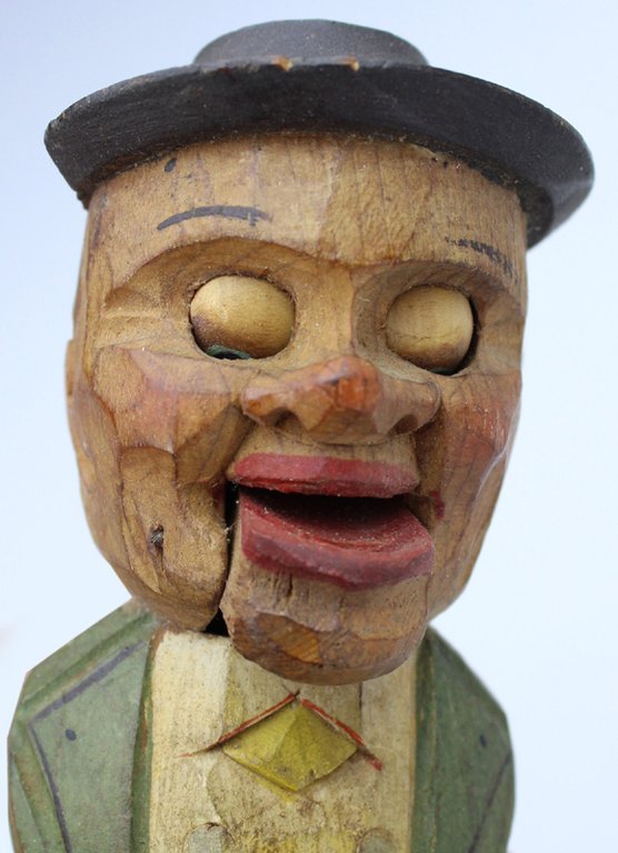 TAPPO ANIMATO VINTAGE, FIGURA "ANIMATA" in legno scolpito/dipinto a mano …