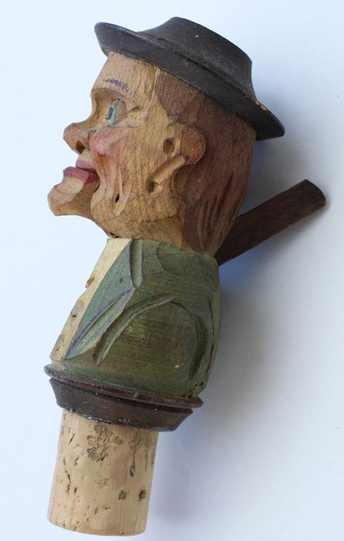 TAPPO ANIMATO VINTAGE, FIGURA "ANIMATA" in legno scolpito/dipinto a mano …