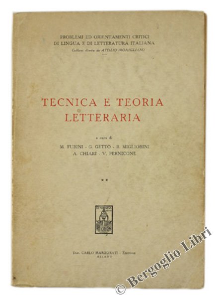 TECNICA E TEORIA LETTERARIA.