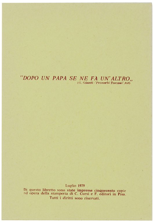 TEMPO DEI TRE PAPI. I Libretti di Mal'Aria 213.